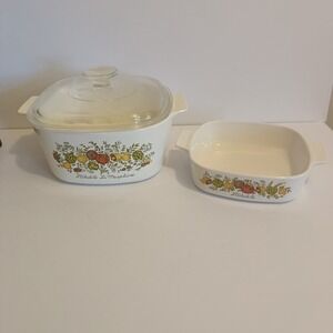 Vtg Corning Ware Set Of 2 Spice Of Life L'Marjolaine Casserole Dishes 1 & 3 Qt